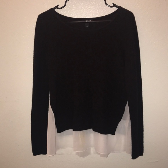 Black Sweater w/ Chiffon Peekaboo - Picture 1 of 2